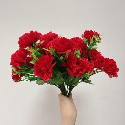 China Wholesale Fake Silk Cheap Artificial Flowers 6 Head Carnation Bouquet for sale