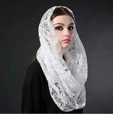 China Polyester Chiffon Voile Catholic Women's Lace Shawl Infinity Lace Scarf for sale