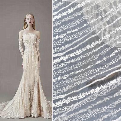 China Vertical Stripe Viable Sequins Lace Up Fabric For Fairy Dress Apparel Fabric DIY Fabric Accessories for sale