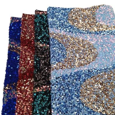 China Viable Wholesale Luxury 5mm Pilou Two Color Sequin Embroidered Fabric Luggage Fashion Wedding Dress Sequin Fabric for sale