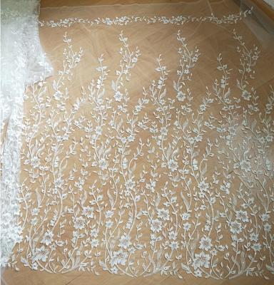 China New Design Breathable Tulle Mesh Sequin Embroidery Wedding Bridal Lace Fabric for sale