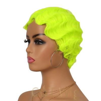 China Multicolor Finger Wave Wig G&T Finger Wave Wigs For Women Color Pixie Cut Heat Resistant Synthetic Wig For Daily Party Wear for sale