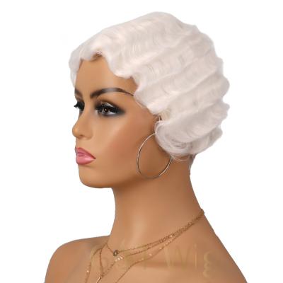 China Finger Wave G&T Wig Hotselling 1920s Nuna Wigs For Color Women Finger Wave Short Pixie Cut Curly Wigs For Daily Party Wear for sale