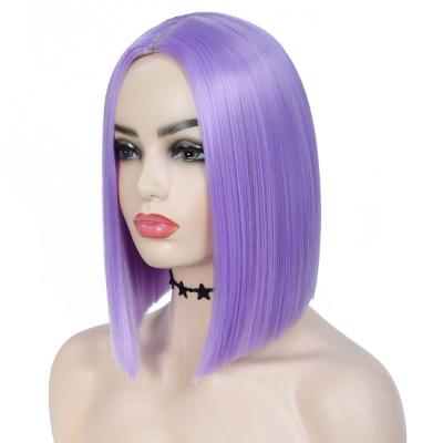 China Purple Straight Bob Wig G&T Bob Wigs Wig Short Straight For Women Synthetic Fiber Heat Resistant Silky Natural As Real Hair for sale