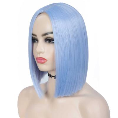 China Light Blue Straight Bob Wig G&T Bob Wigs Wig Short Straight For Women Synthetic Fiber Heat Resistant Silky Natural As Real Hair for sale