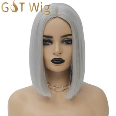 China Blonde Bob Wig G&T Straight Wig Wigs For White Women Straight Hair Black Short Heat Resistant Synthetic Fiber (Ash Blonde) for sale