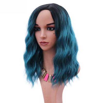 China Short Blue Bob Wavy Ombre Wig Straight Wig G&T Wigs For Women Synthetic Fiber Costume Heat Resistant Party Halloween for sale