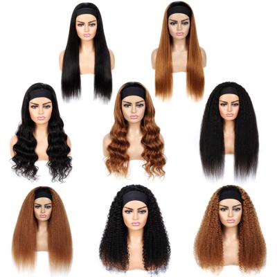 China Wholesale Human Hiar Body Wave G&T Wig Headband Wig For White Women Body Wave Black Straight Long Curly Curly Hair for sale