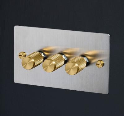 China Luxury Home Diamond-Cut Cross Knurling Dimmer Knob, Brass Custom Wall Light Turn Dimmer Switch for sale