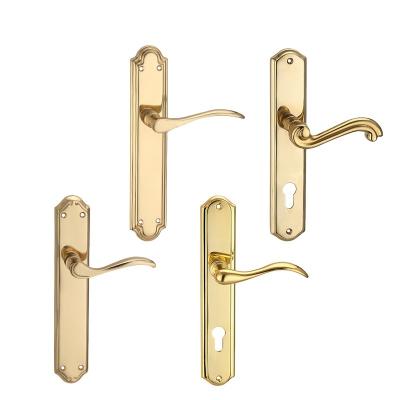 China Modern Brushed Gold Door Handle Modern Front Entry Traditional Brushed Gold Handles for sale