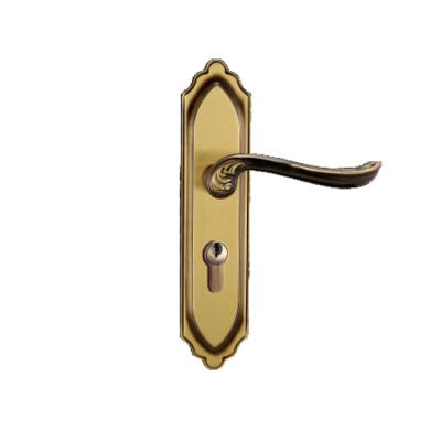 China Vault Modern Copper Security Door Handle Interior Brass Door Handle Lock for sale