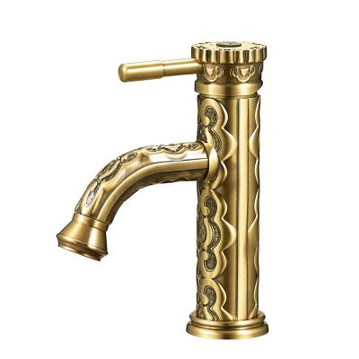 China Metered Faucets Deck Mount Hot Water Handle Simple And Cold Gold Plated Brass Faucet for sale