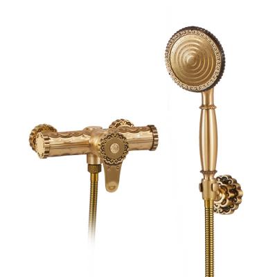 China With Slide Bar Bathroom Shower Faucet Hot And Cold Water Gold Fittings Brass Set for sale