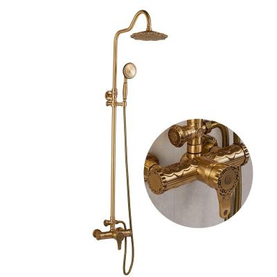 China With Slide Bar Luxury Sanitary Ware Shower Set Rainfall Copper Bathroom Tub Shower Faucet Set for sale