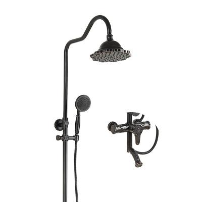 China With Slide Bar Brass Tub Shower Faucet Set Black Bath Faucet Set Shower Unit for sale