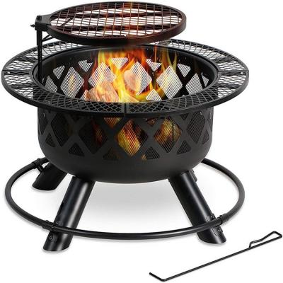 China Adjustable Height Fire Pits / Outdoor Heater / Outdoor Garden Fire Pits Backyard With Cooking Grill for sale