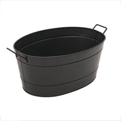 China Hot Selling Steel Firewood Log Basket 1000L Useful Oval Firewood Storage Bucket Baskets LZB002 for sale