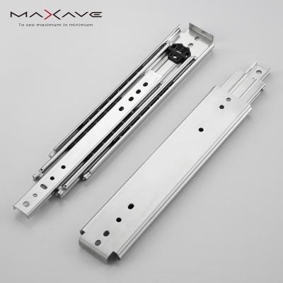 China Resistanceâ ‰ ¤ 5N 3 fold ball bearing guide correderas rail drawer runners 600mm full extension load over 200kg heavy duty telescopic drawer slide for sale