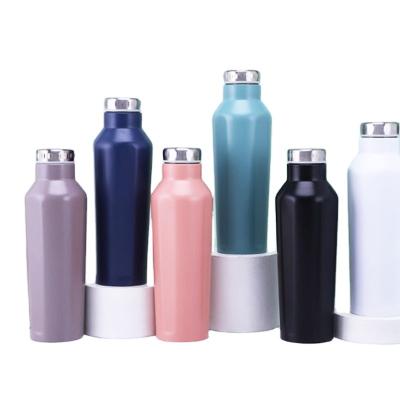 China Europe Style Desktop PORTABLE Thermal Flask 304 Double Wall Sports Bottle Stainless Steel Water Bottle With Flat Lid Custom Design Bottle for sale