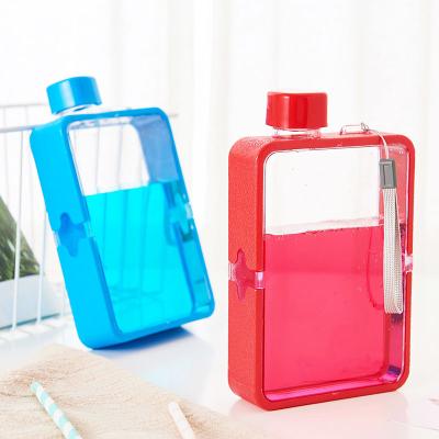 China Hot Selling Plastic Free Portable Square Water Bottle Stocked Beautiful Amazon Notebook BPA Water Bottle With Handle for sale