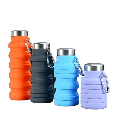 China Manufacturer Portable Sports Water Bottle Outdoor Silicone Folding Water Cup 500ml Collapsible Collapsible Bottle for sale