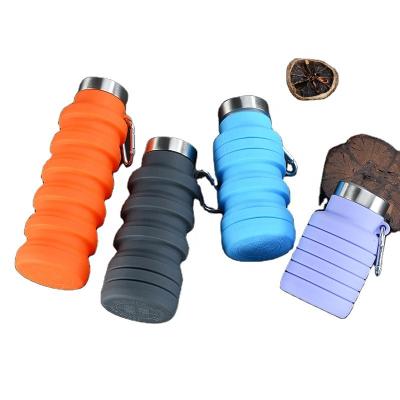 China Custom Viable Collapsible Water Bottle 355ML Silicon Stretching Travel Bottle BPA Free Collapsible Silicone Hot Bottle for sale