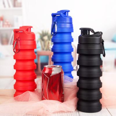 China 500ML BPA Free Folding Collapsible Travel Bottles Sport Folding Silicone Drinking Water Bottle For Travel for sale