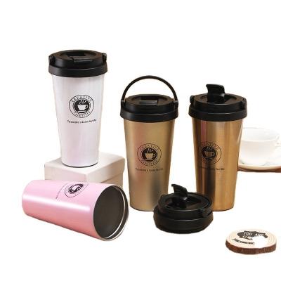 China Tumbler Coffee Cup For Double Car 500ML Viable Classic Wall Insulated Coffee Mug With Handle 304 Stainless Steel Vacuum Milk Cup for sale