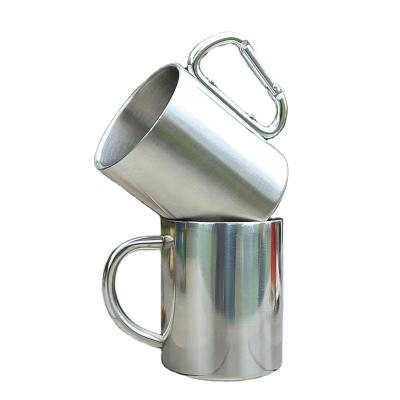 China 220ML Tumbler Travel Mug With Carabineer Handle Stainless Steel Vacuum Viable Coffee Mug With Carabiner Logo Milk Tea Mug Custom Made for sale