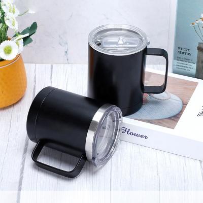 China Custom Viables Own Logo Tumbler Travel Mug 12OZ Double Layers Vacuum Coffee Mug 304 Stainless Steel Thermos Tea Mug With Handle for sale