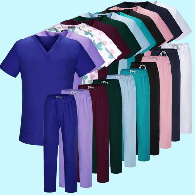 China Hospital Healthcare Professionals Work Wear Unisex Scrubs Uniform Anti-absorbent Top Pant Medical Uniform Nursing Uniforms Medical Scrubs Set for sale