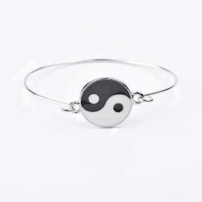 China Gold Plated Charm White Metal Jewelry Fashion Diamond Yang Enamel Bangle Bracelet Women Ying for sale