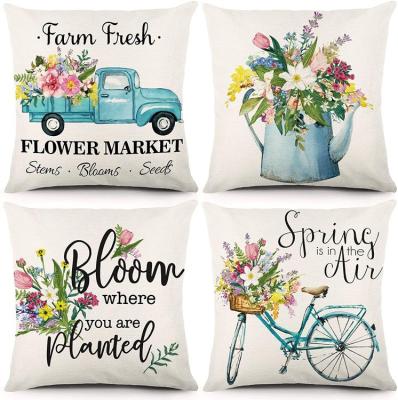 China Breathable Tile Covers 18X18 Inch Set Of 4 Flower Market Pillow Covers For Sofa Chair Decorative Cushion Covers Home for sale