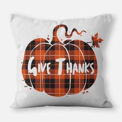 China Anti-pilling Thanksgiving Pillow Cover 18x18Truck Cushion CoversHarvest Pumpkin Patch Maple Leaf Tile Cases Festival Letter for sale