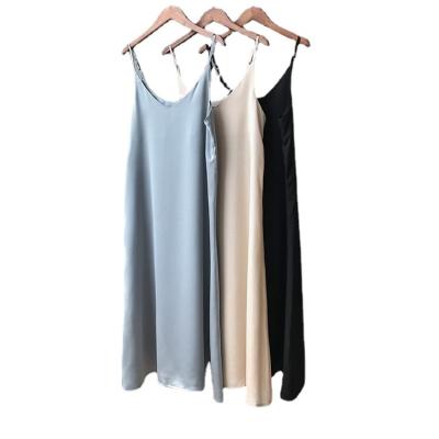 China Boho Elegant Women's Dress New Arrival Women's Vintage V-Neck Summer Sleeveless Satin Long Casual Dress Long Vestidos for sale