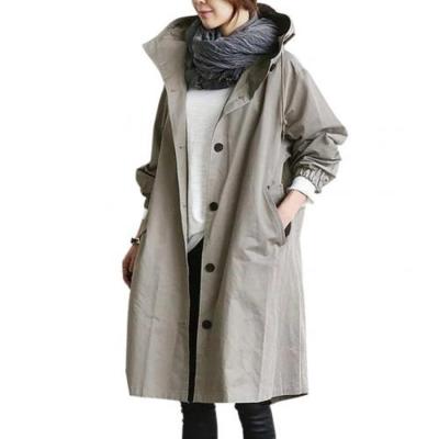 China 2021 Viable Ditch Coats For Women Outwear Cross Ditch Autu Straight Autumn Solid Color Pocket Long Sleeve Hooded Coats for sale