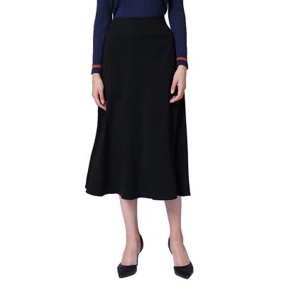 China Breathable Black A Line Skirt Midi Skirt Womens Stretch Fabrics Pockets for sale