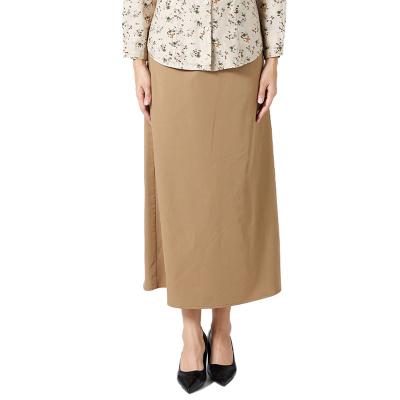 China Breathable Midi Skirt Winter Women's Long Skirt A Line Casual Elegant Business Trimming Work Skirt Apricot for sale