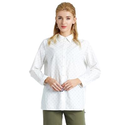 China Hot Selling Soft Style Anti Shrink Plus Size Women's Shirts Long Sleeve Cotton Chic Small Dots Print Blouses Ladies Top Clothing for sale