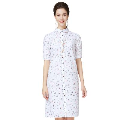 China Casual Anti-wrinkle Summer Dresses Plus Size Short Sleeve White Button Down Blouse A Line Girls Dresses for sale