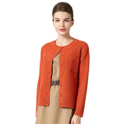 China Anti-wrinkle Phidias women's winter knit orange cardigan long sleeve cardigan women thick sweater wool for sale