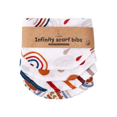 China Antibacterial Custom Print Muslin Infinity Scarf Bibs for sale