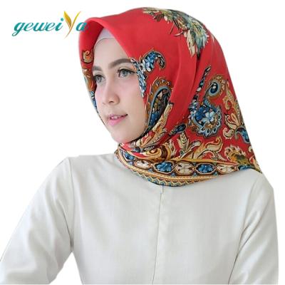 China Digital Printed Polyester Square Polyester Voile Hijab Scarf for sale