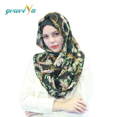 China Chiffon polyester hijab scarf, printed chiffon hijab for sale