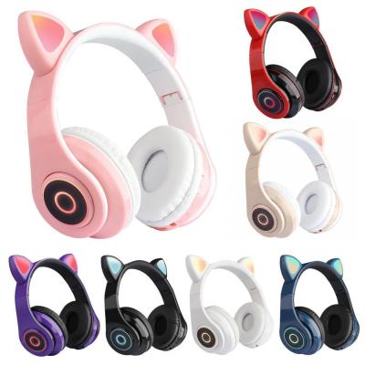 China Wireless Earphone BT B39 Colorful LED Lights Gaming On-Ear Headset Stereo Earphone With Mp3 Player Foldable Earpiece for sale