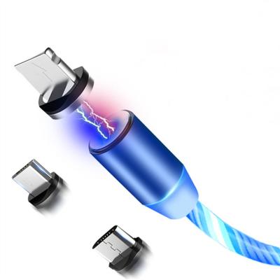 China high quality 5A 1m fast charging 2m magnetic cable led luminous flowing micro usb type C light usb cable for sale