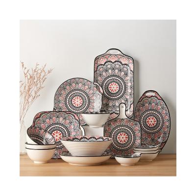 China Factory Wholesale Bohemian Ceramics High End Dinnerware Sets Ceramic Dinner Set Dinnerware for sale