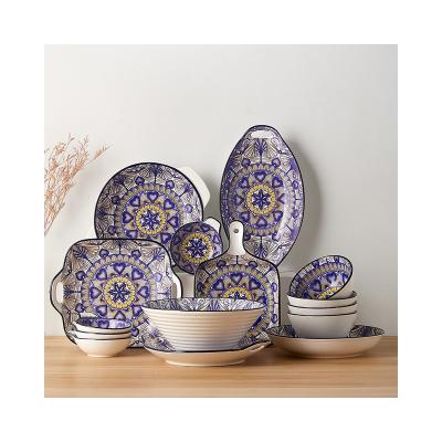 China Factory Direct Sale Porcelain Tableware Ceramic Dishes Tableware Bohemian Dinner Set for sale