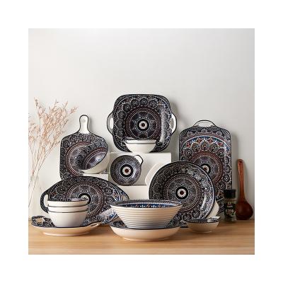 China Wholesale Bohemian Fine Ceramic Dinnerware Set Dinnerware Porcelain Dinnerware Sets for sale