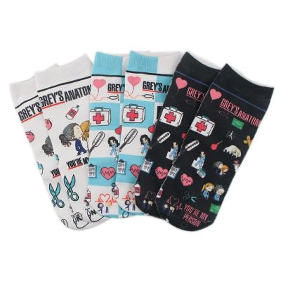 China Wholesale Soft Comfortable Doctor Socks Good Quality Short Stocking Breathable Cut Cotton Print Medical Nurse Preppy Sports Socks For Women Men for sale